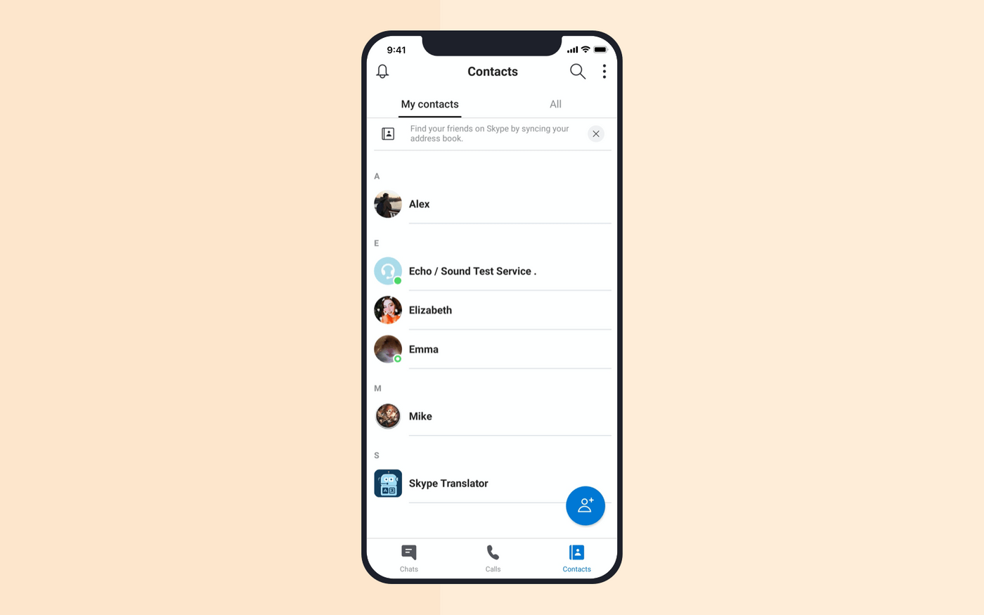Video chat app development: contact list