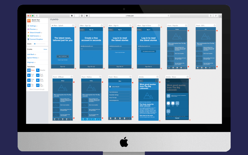 Enterprise application development. Wireframes