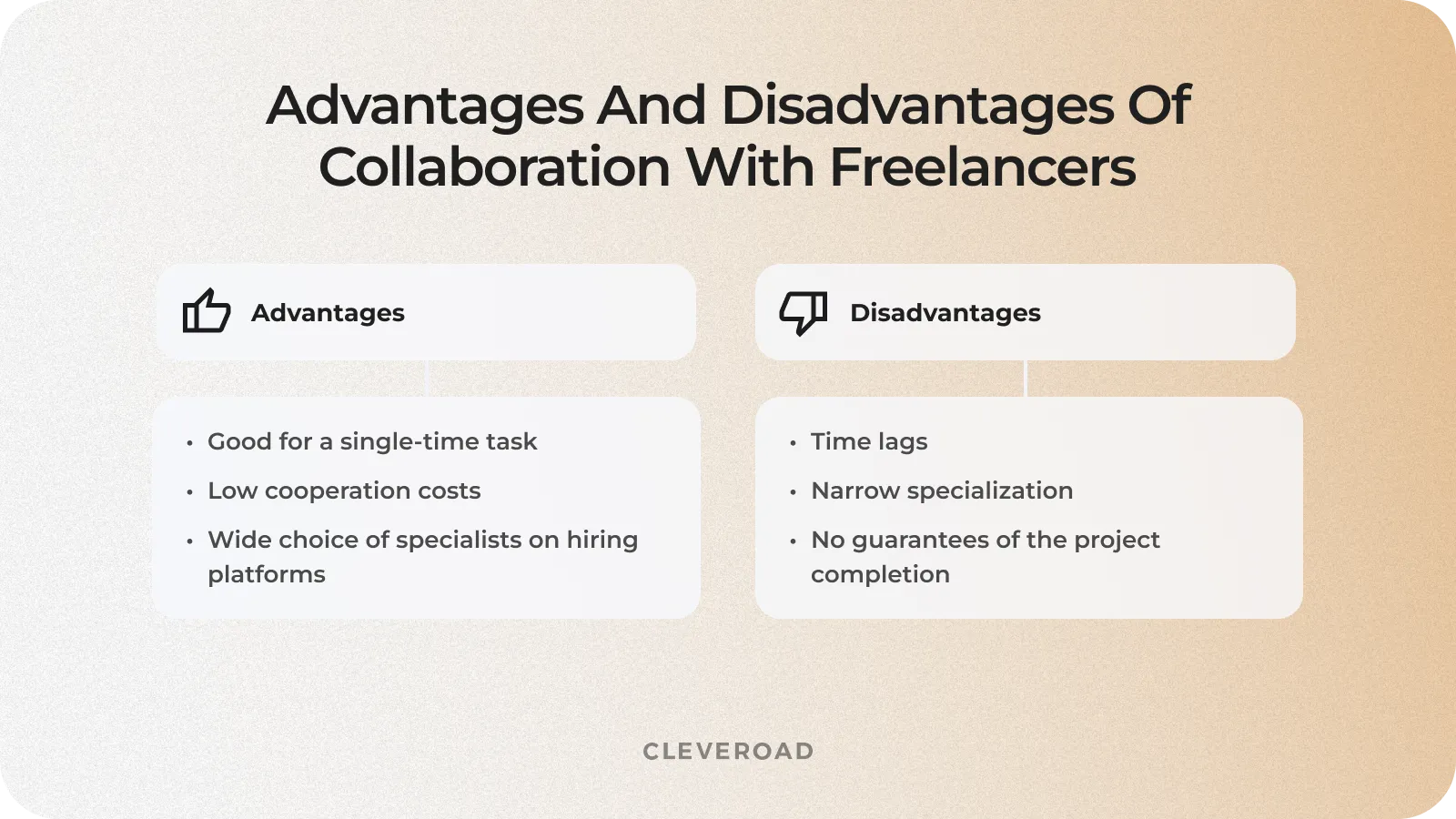 Advantages and disadvantages of collaborating with freelancers