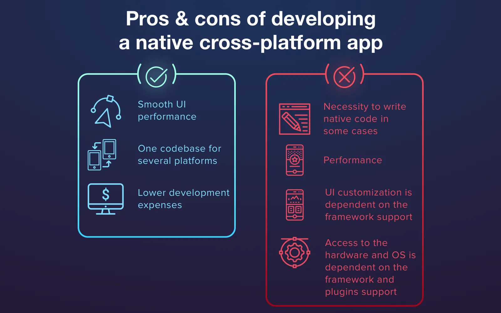 Advantages and disadvantages of cross-platform approach & mobile app stack for it