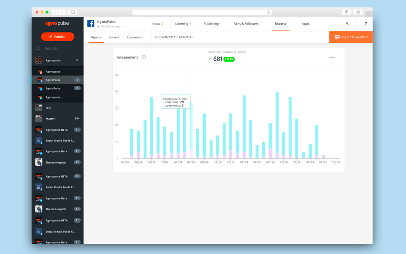 Social media monitoring software: AgoraPulse