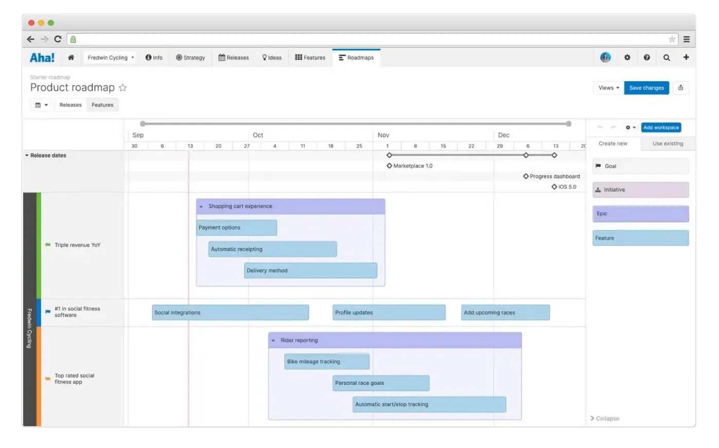 Aha! roadmap template