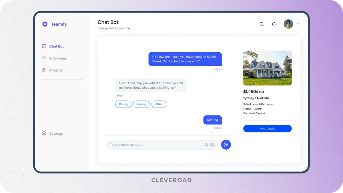 AI chatbot for real estate lead qualification by Cleveroad