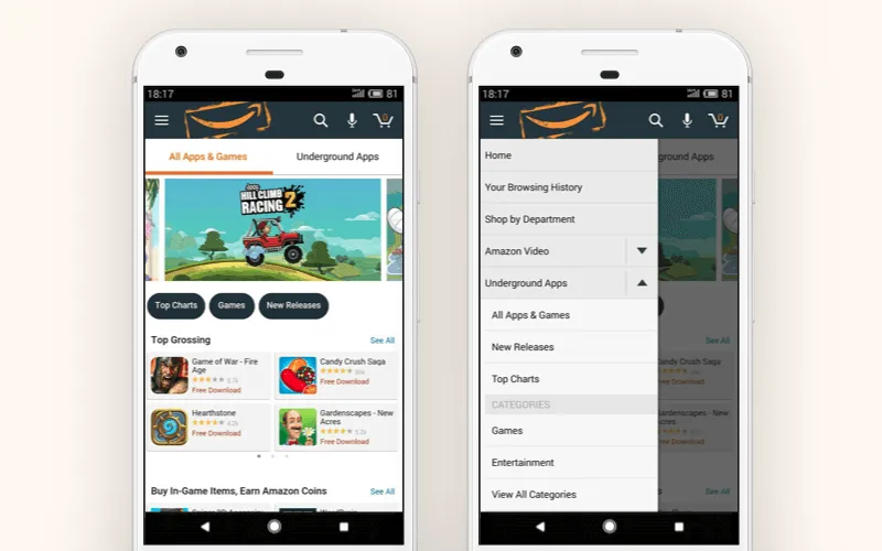 Alternative Google Play store: Amazon