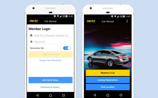 App to rent a car Hertz