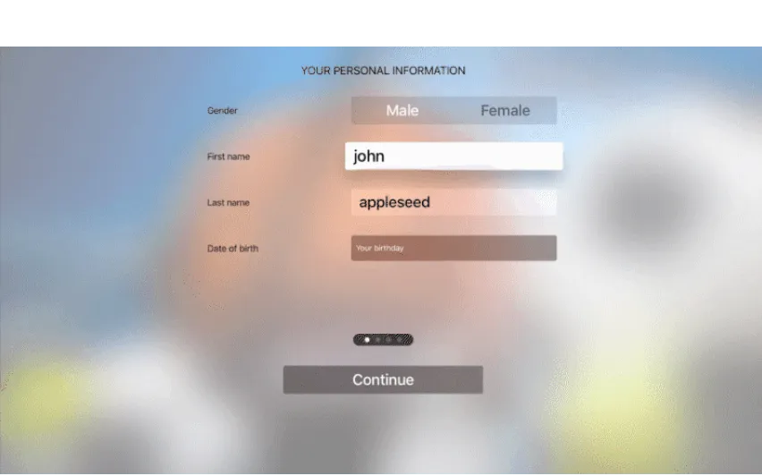 apple tvos name input