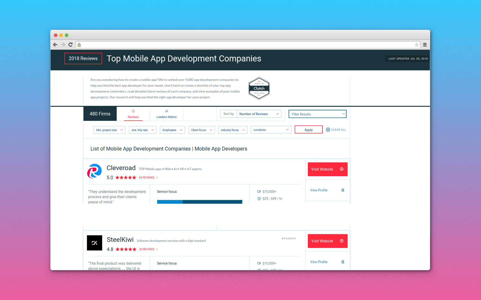 Hire iPhone app developers from outsourcing companies with the help of Clutch