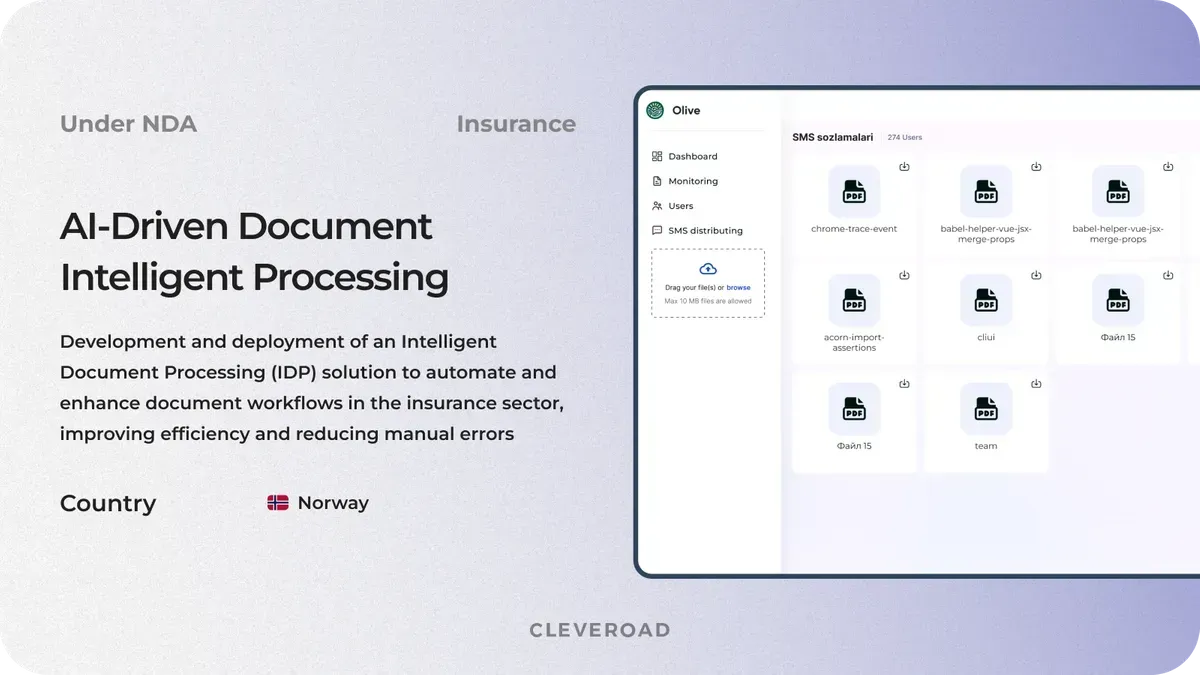 Intelligent document processing system for insurance developed by the Cleveroad team