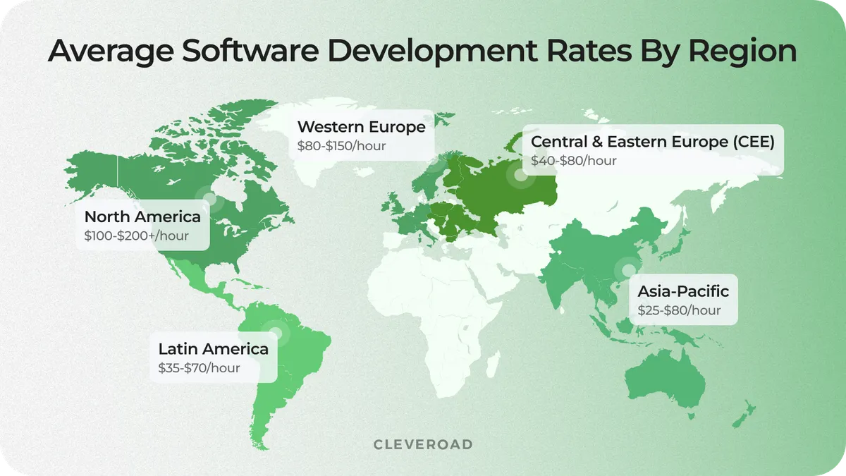 World map of LMS developer rates by region