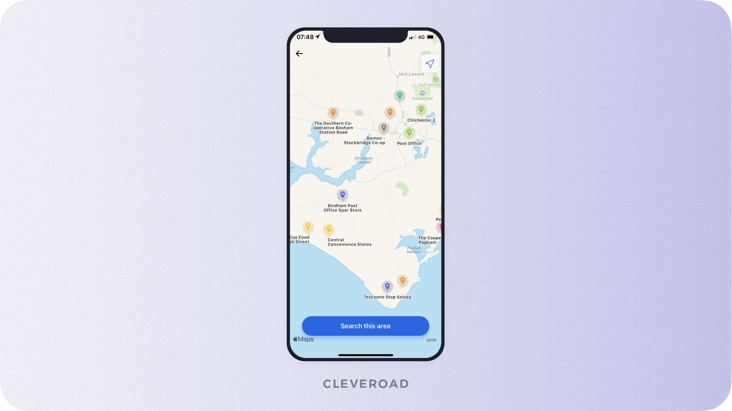 In-app map with ATM locations