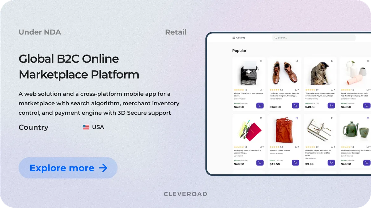B2c online marketplace by Cleveroad