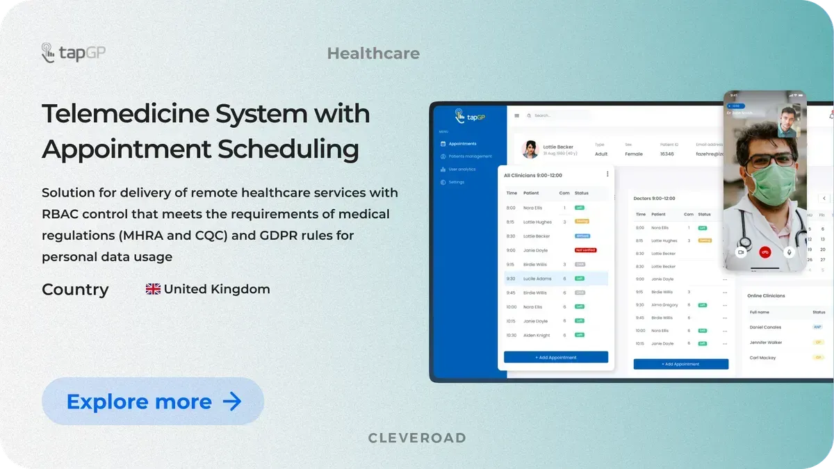 Telemedicine system with appointment scheduling designed by Cleveroad