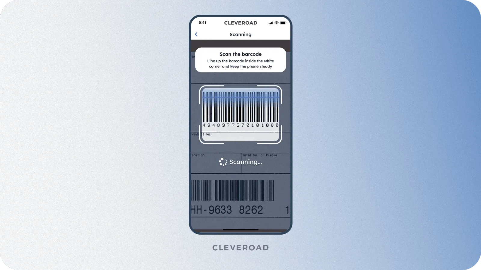 Barcode scanning feature example during shipping the items created by Cleveroad