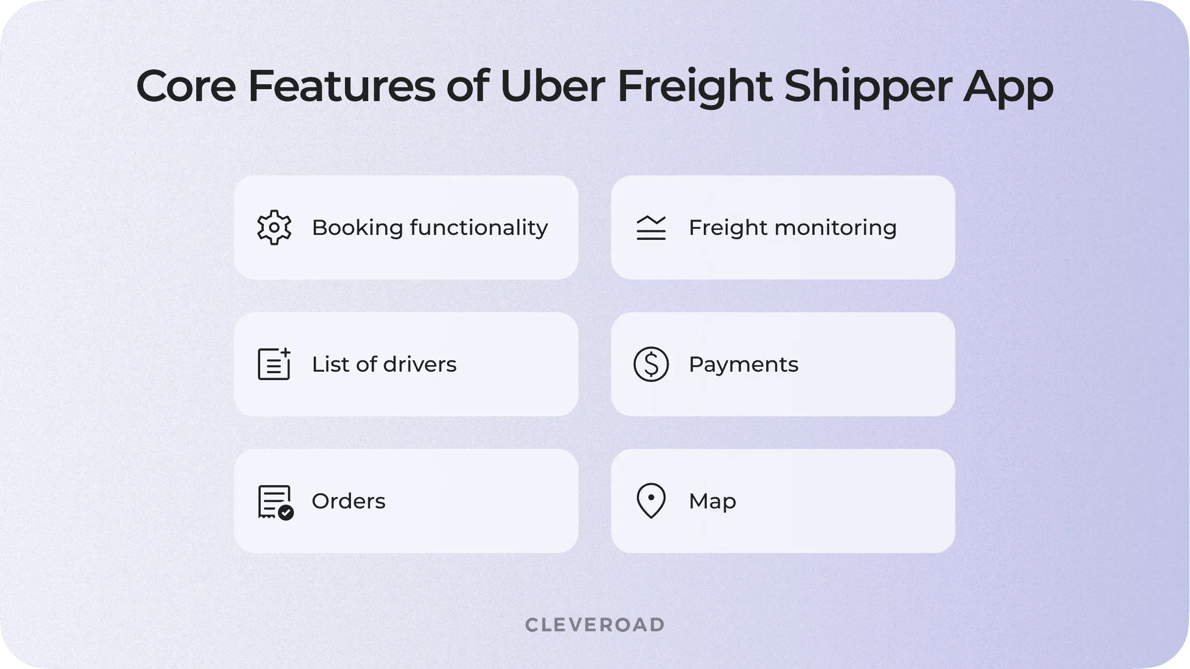 Basic features of Uber for trucking shipper app