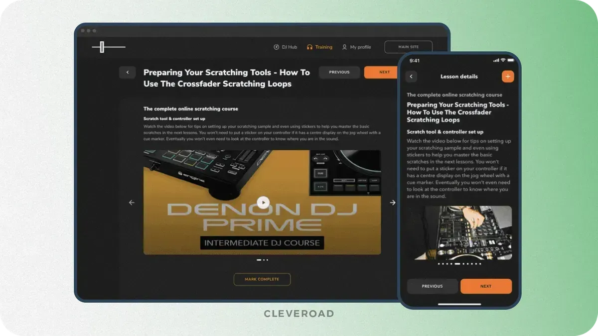 Crossfader DJ education LMS platform modernized by Cleveroad