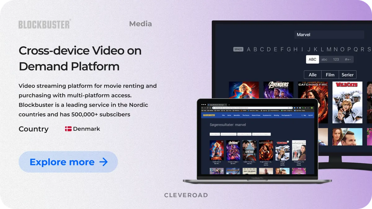 Blockbuster streaming app developed by Cleveroad