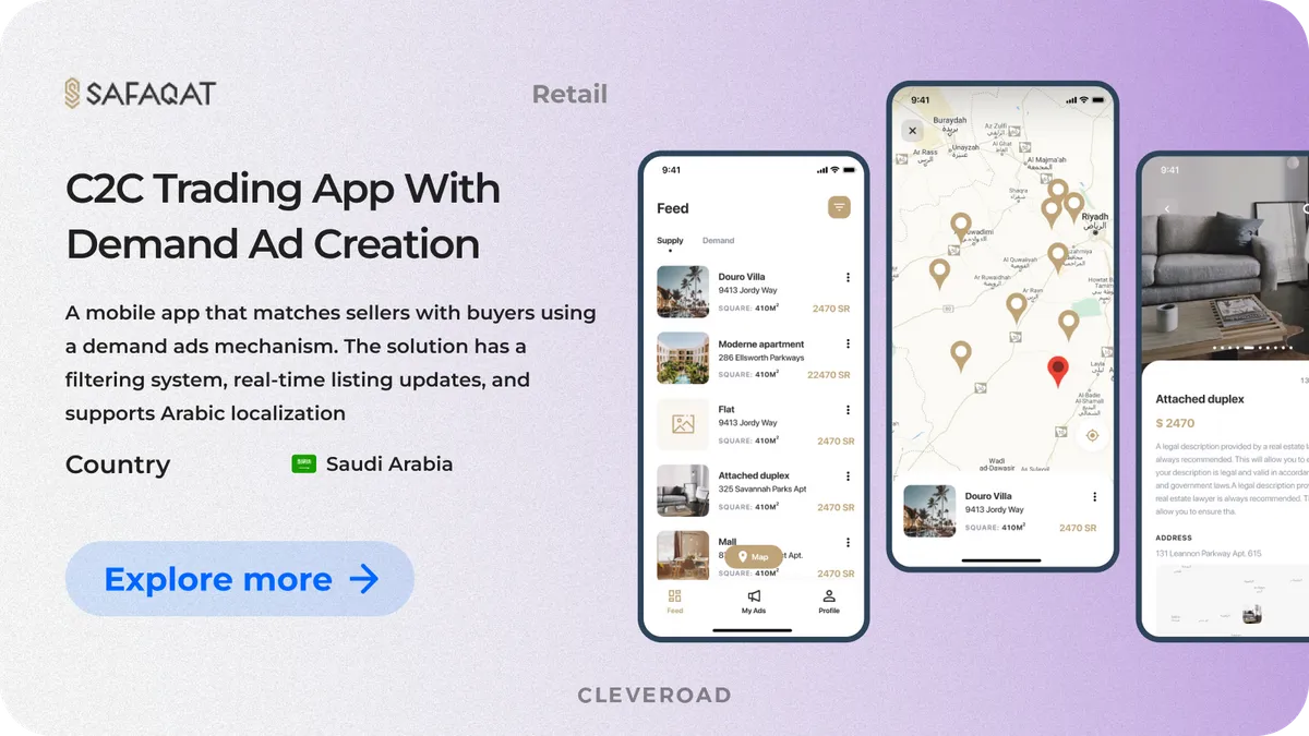 C2C trading app by Cleveroad