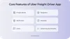 Basic features of Uber for trucking driver app