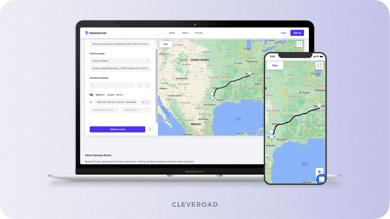 SpeedyRoute interface