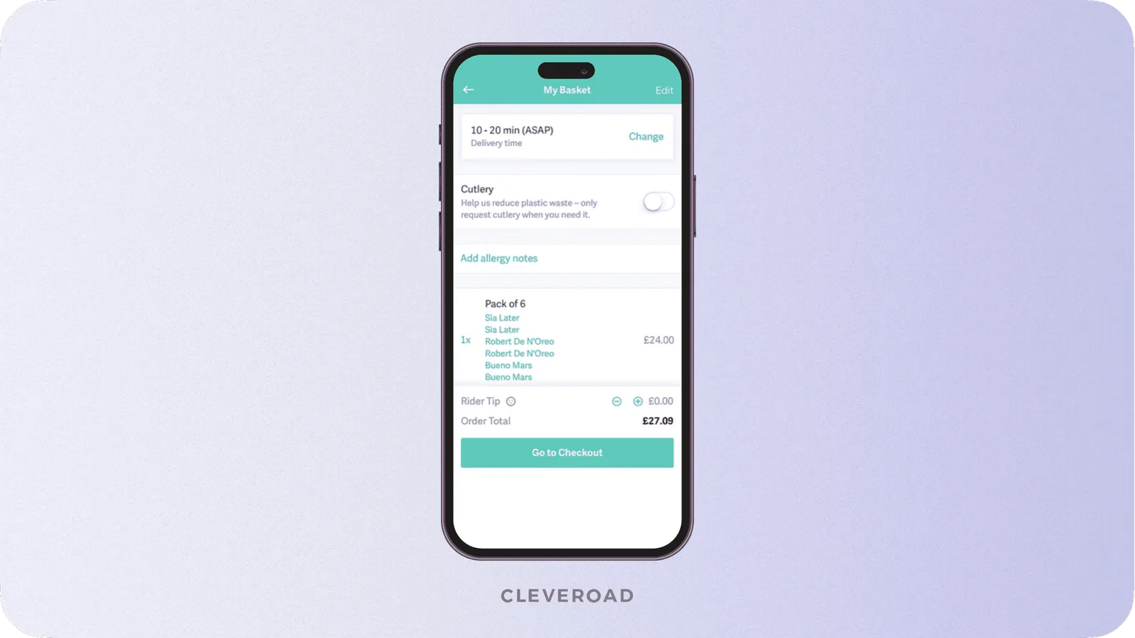 Deliveroo checkout process