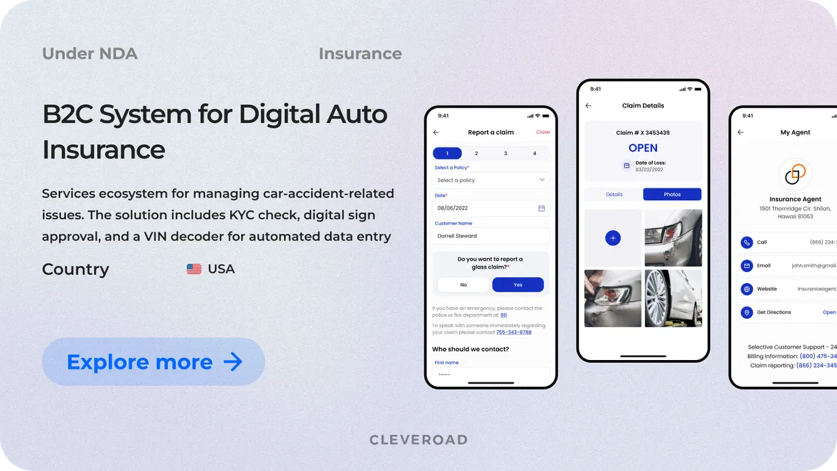 Car insurance ecosystem created by Cleveroad