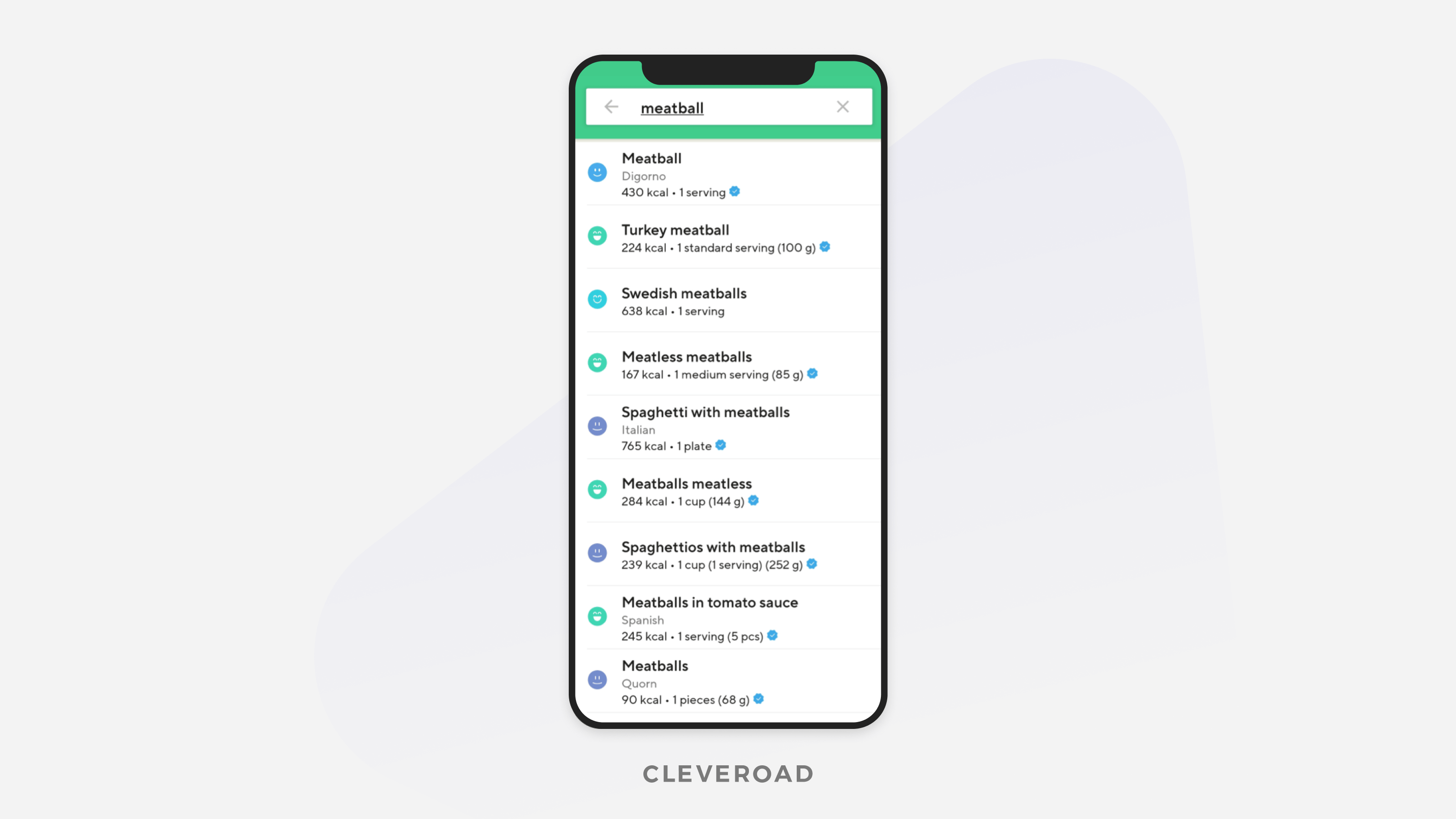 Meal database for a diet fitness app