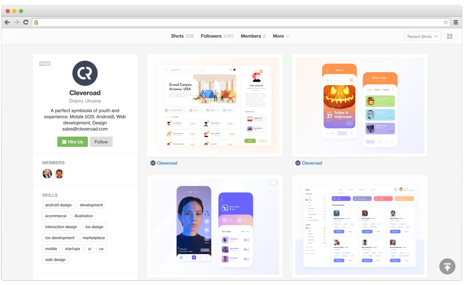 Cleveroad Dribbble profile