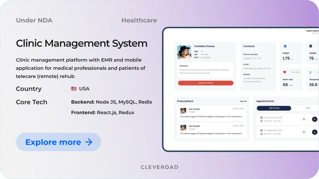 Clinic management systemg developed by Cleveroad