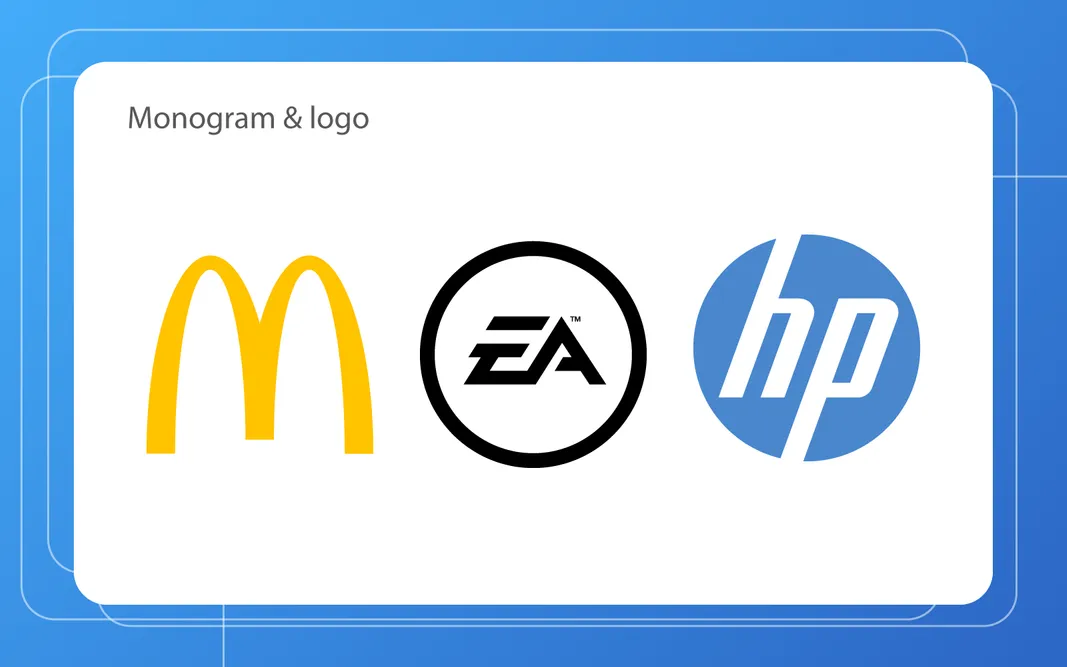 Company logo examples using monogram and single-letter