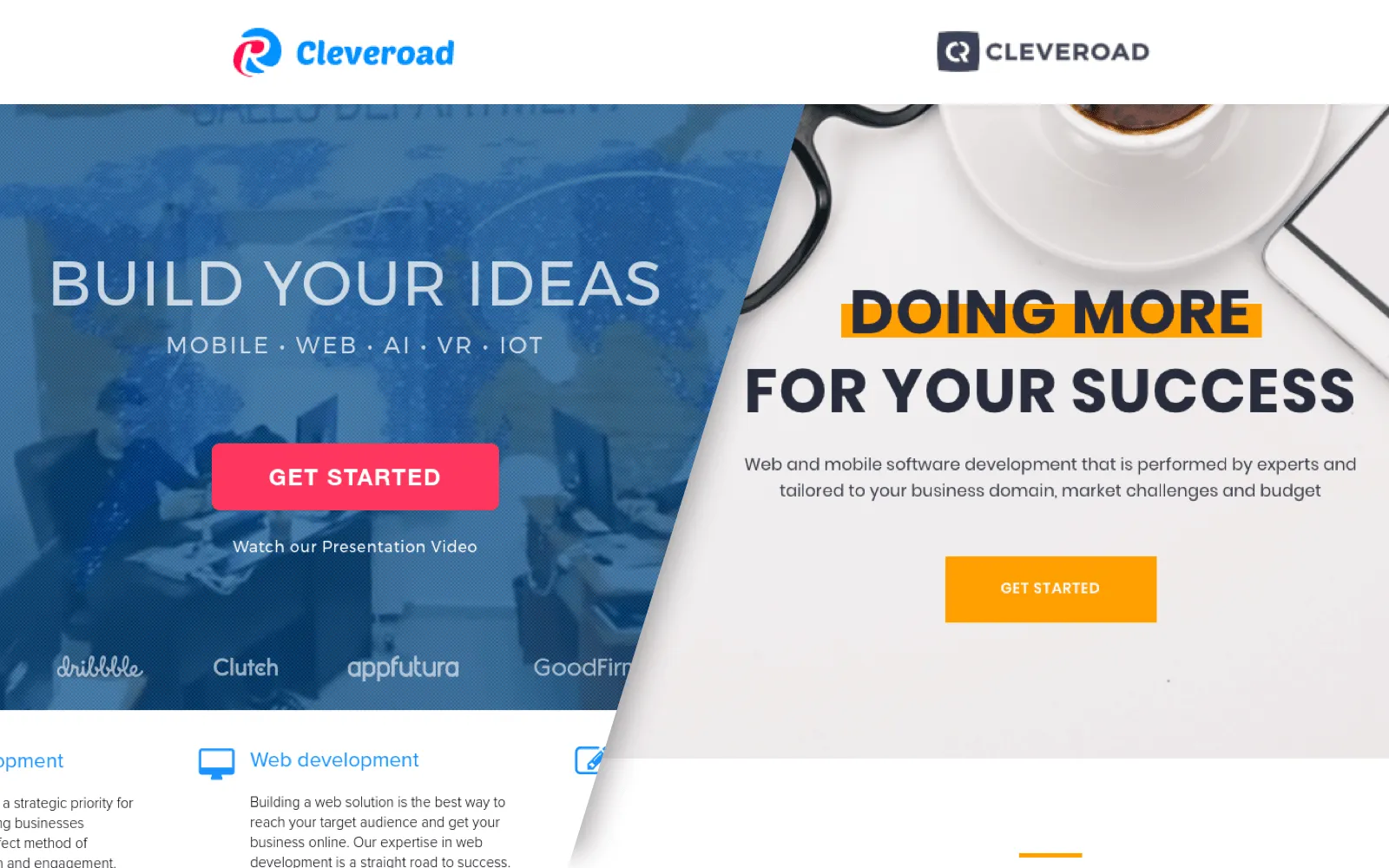 Compare old Cleveroad's website with the redesigned one