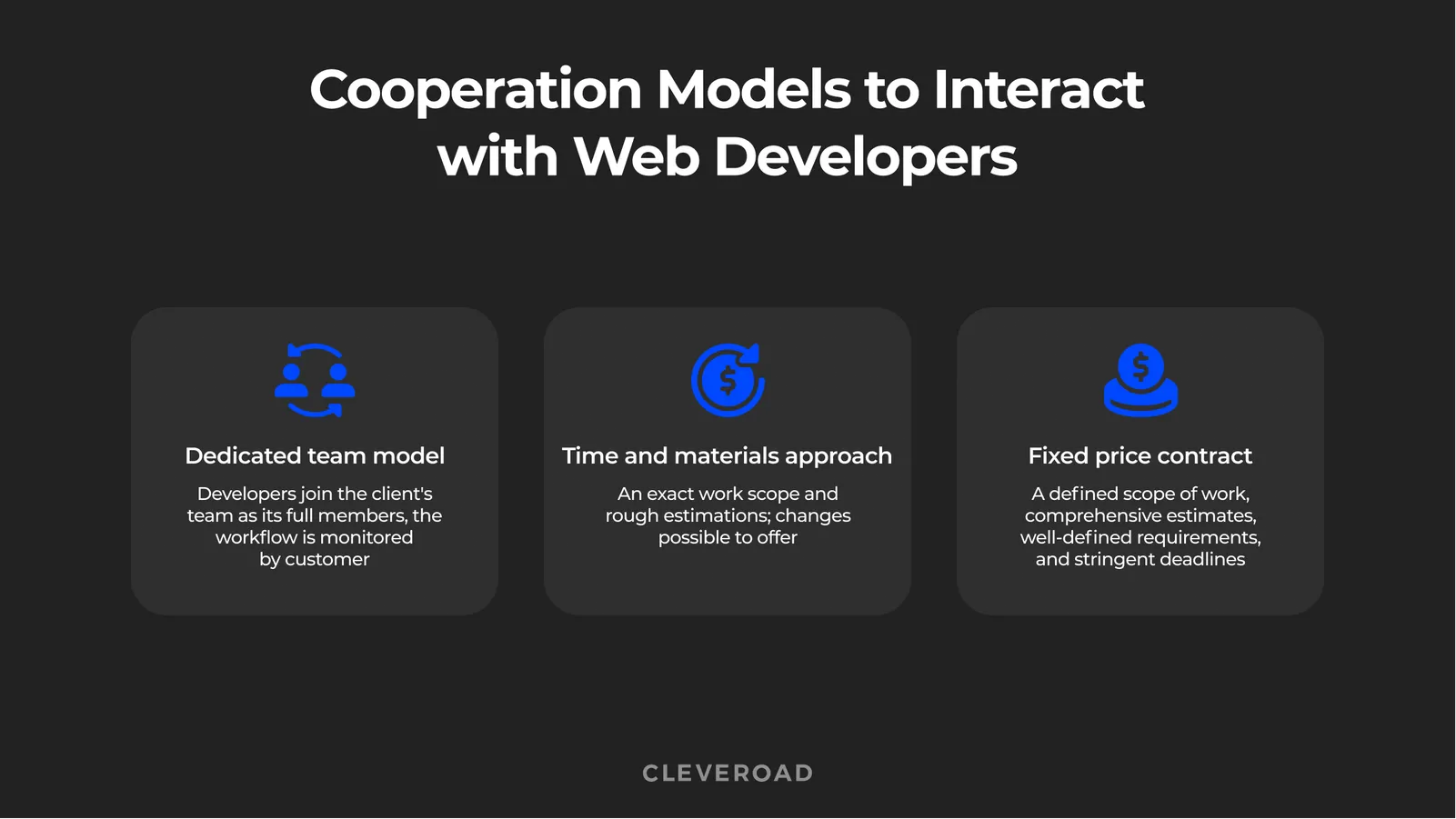 Cooperation models to interact with outsourced web developers