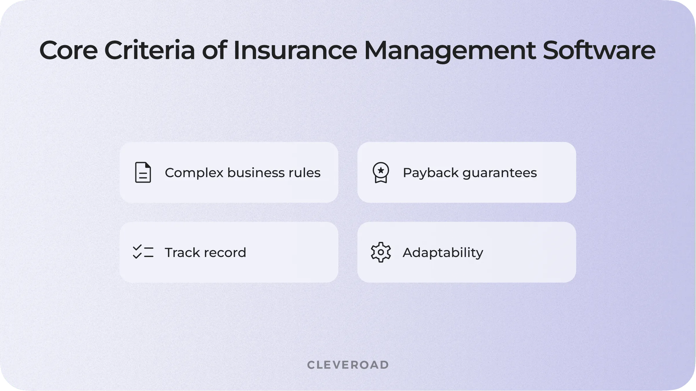 Core criteria of insurance management software