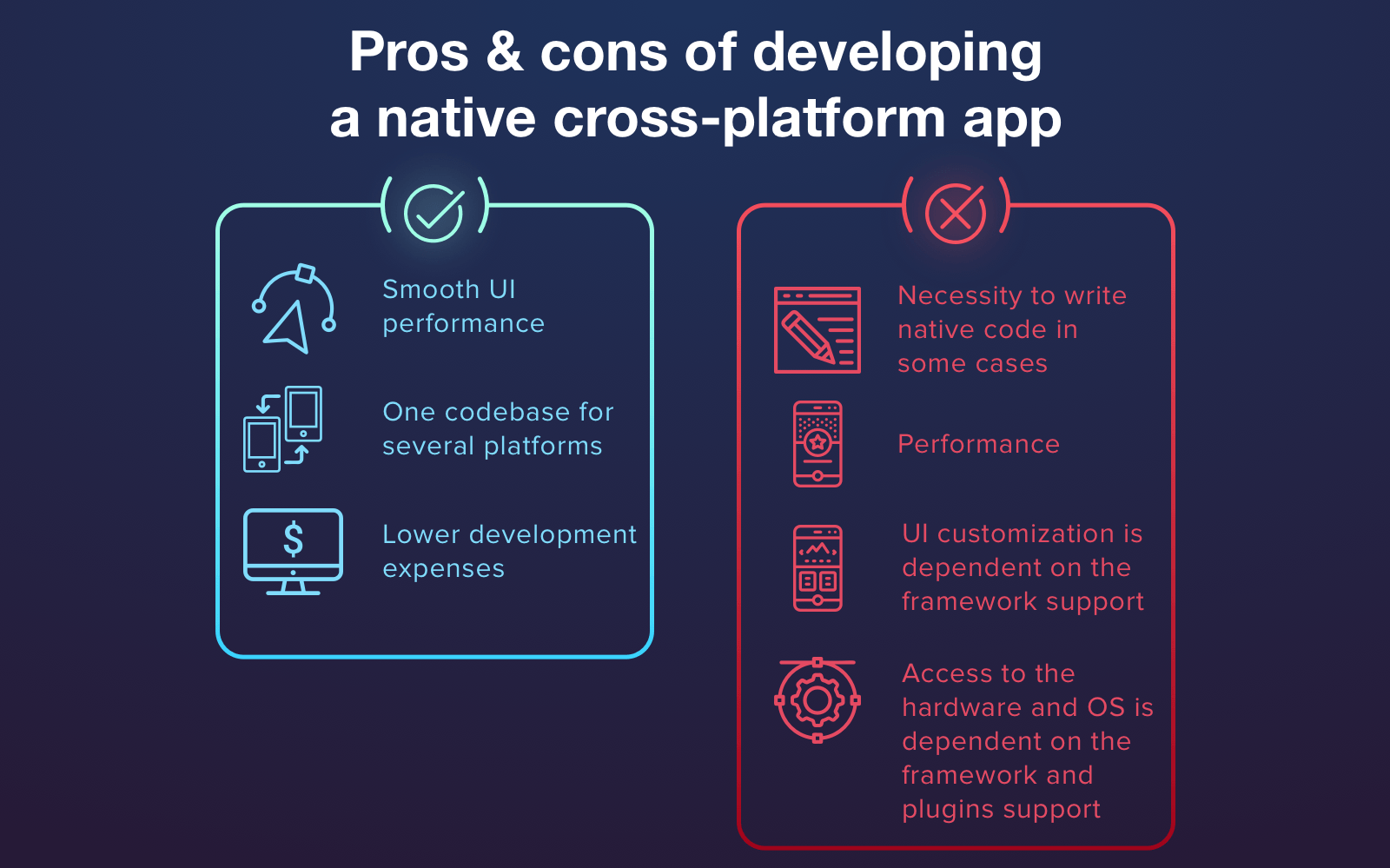 Advantages and disadvantages of cross-platform approach & mobile app stack for it
