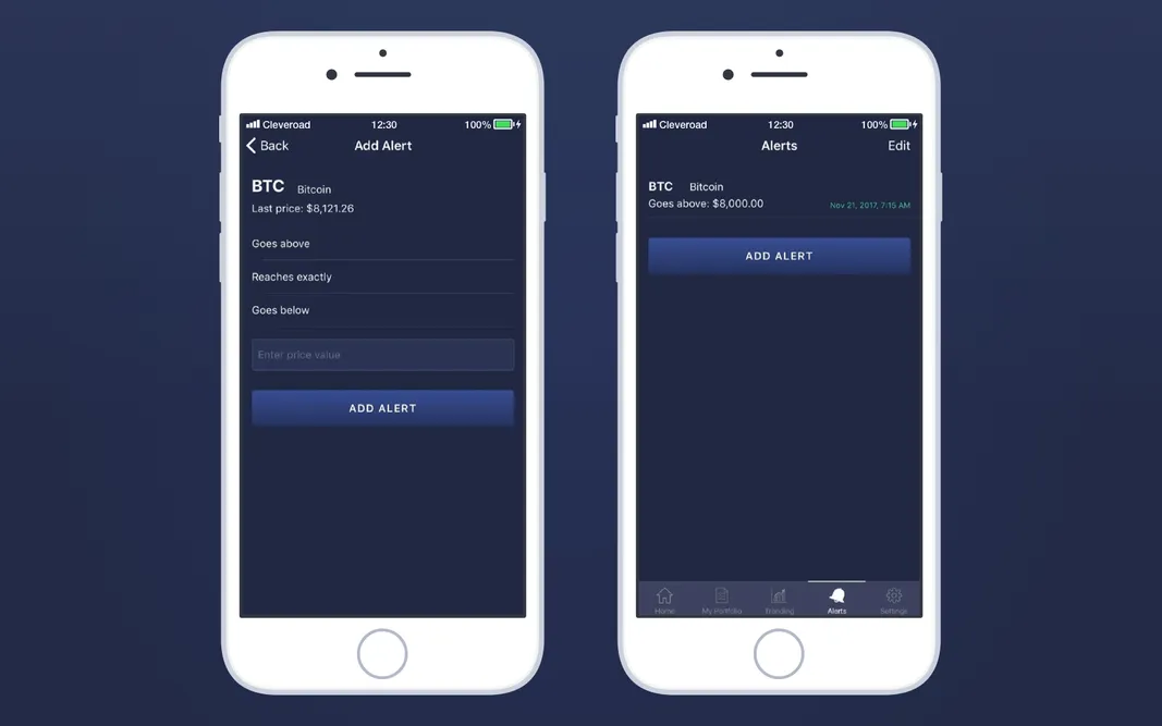 Cleveroad case study: cryptoTickr alert