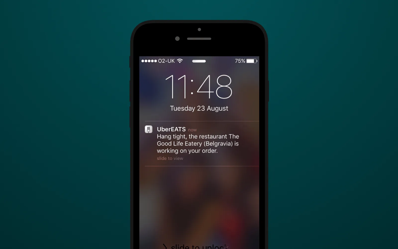 Custom push notifications sent via UberEats app