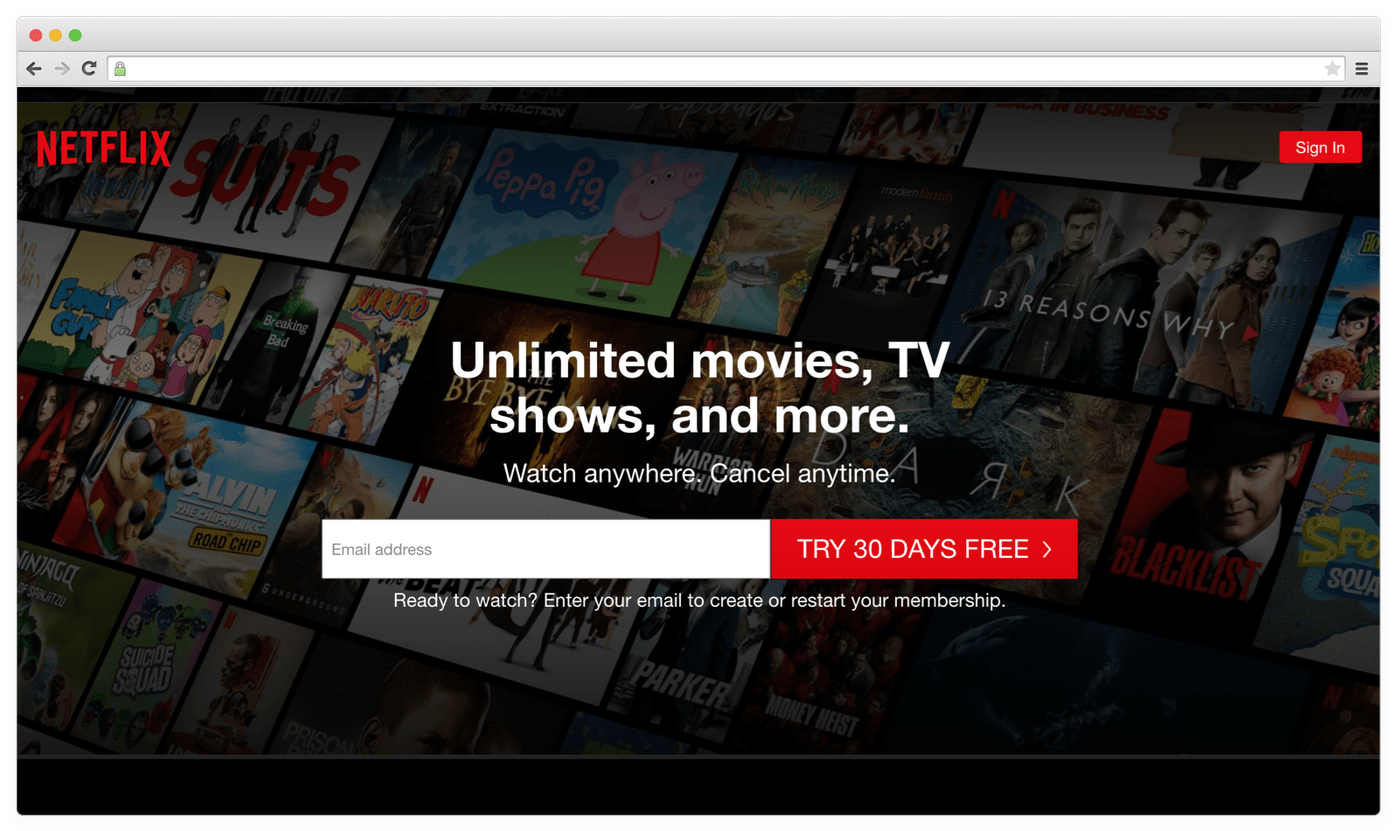 Starting page for unregistered users
