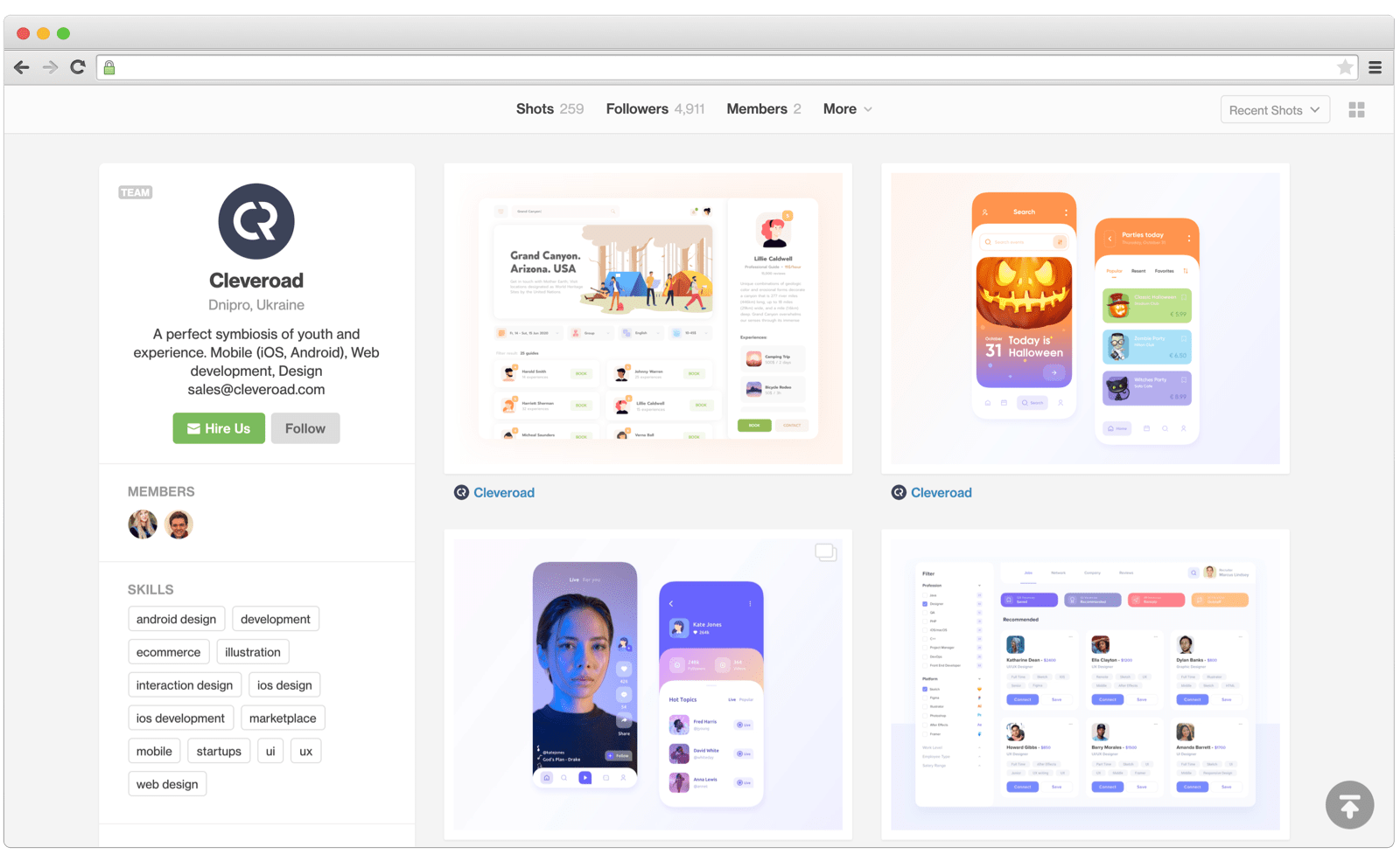 Cleveroad Dribbble profile