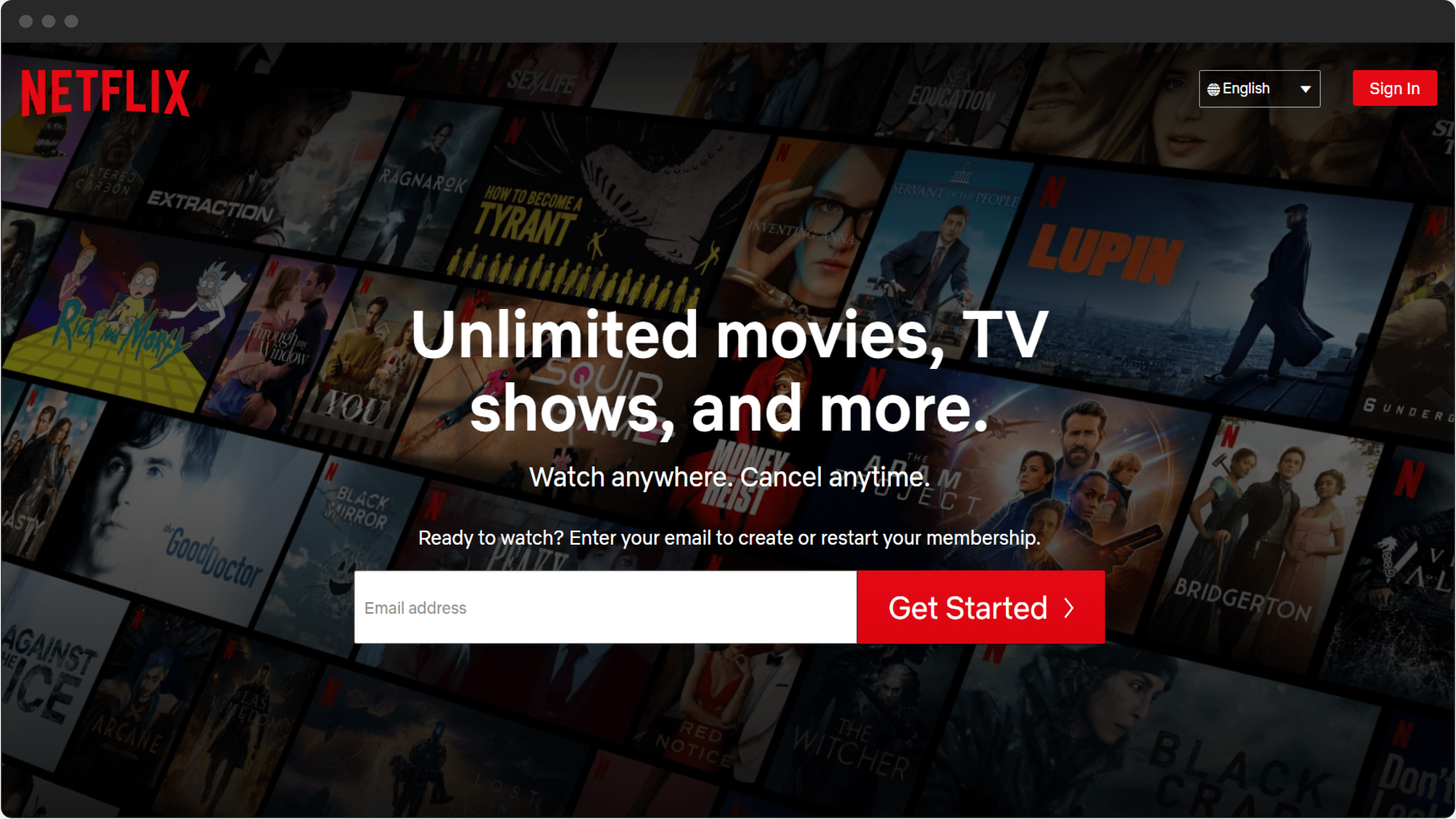 Starting page for unregistered users