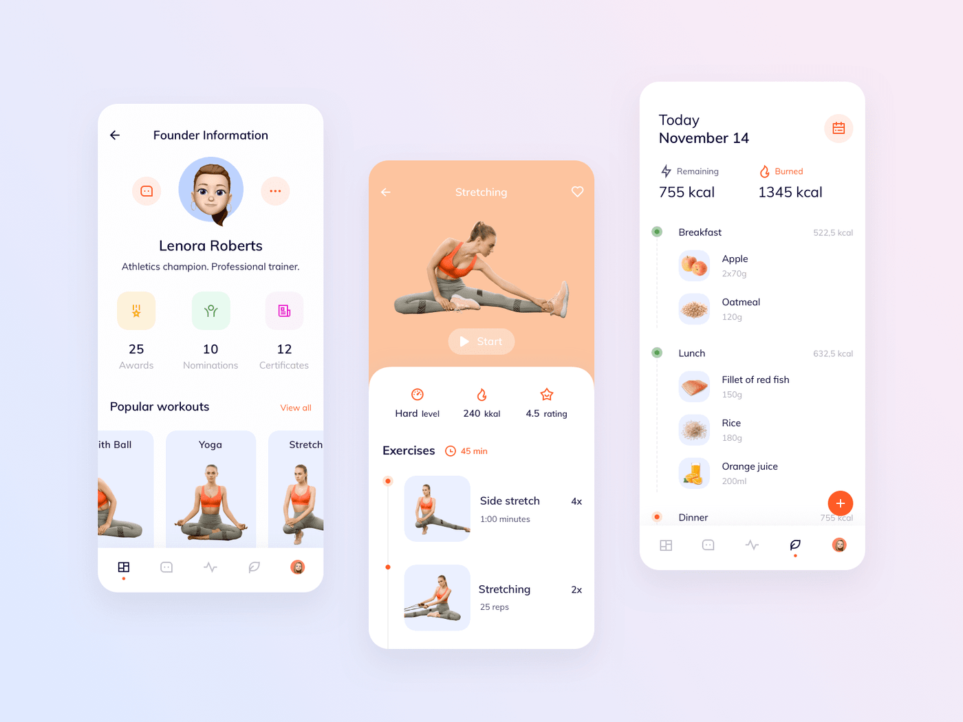 Fitness app design