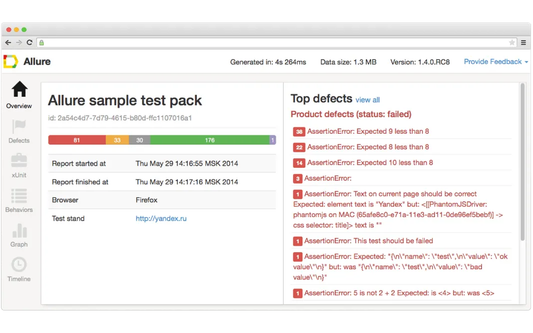 Automated testing tool Allure