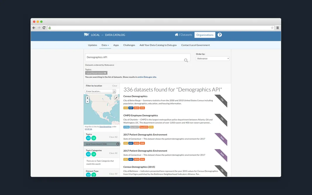 Data.gov resource where developers can find a variety of real estate APIs
