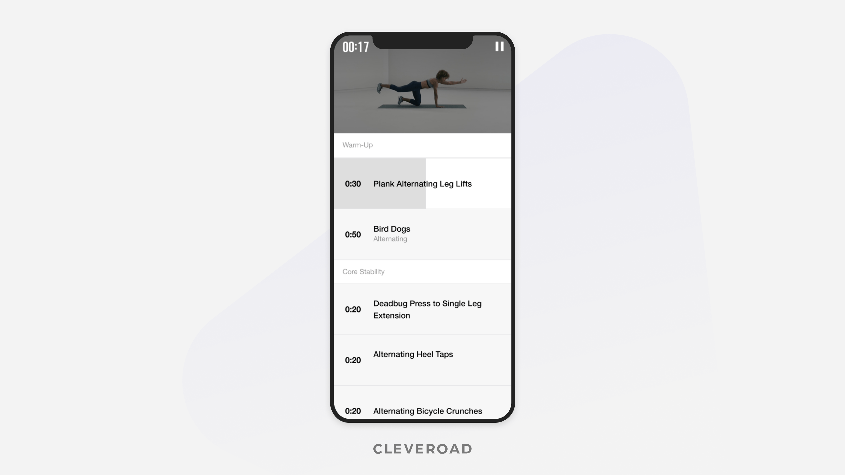 Fitness app development: workout menu