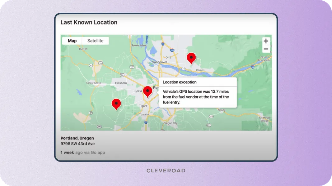 GPS vehicle monitoring: source (Fleetio)