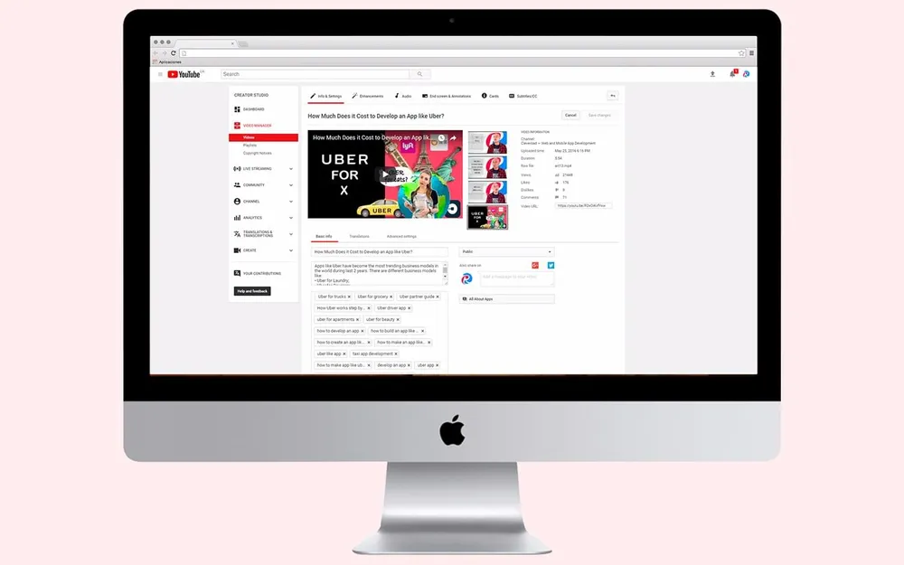 Description editing on YouTube