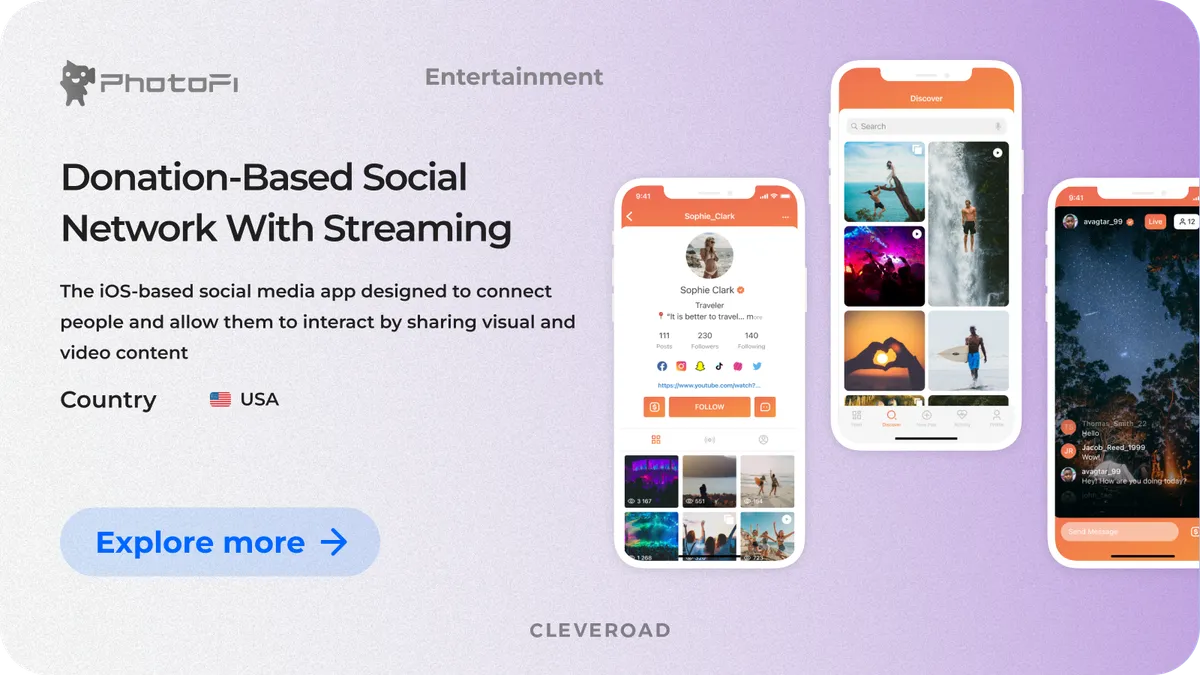 Donation-based social platform with streaming
