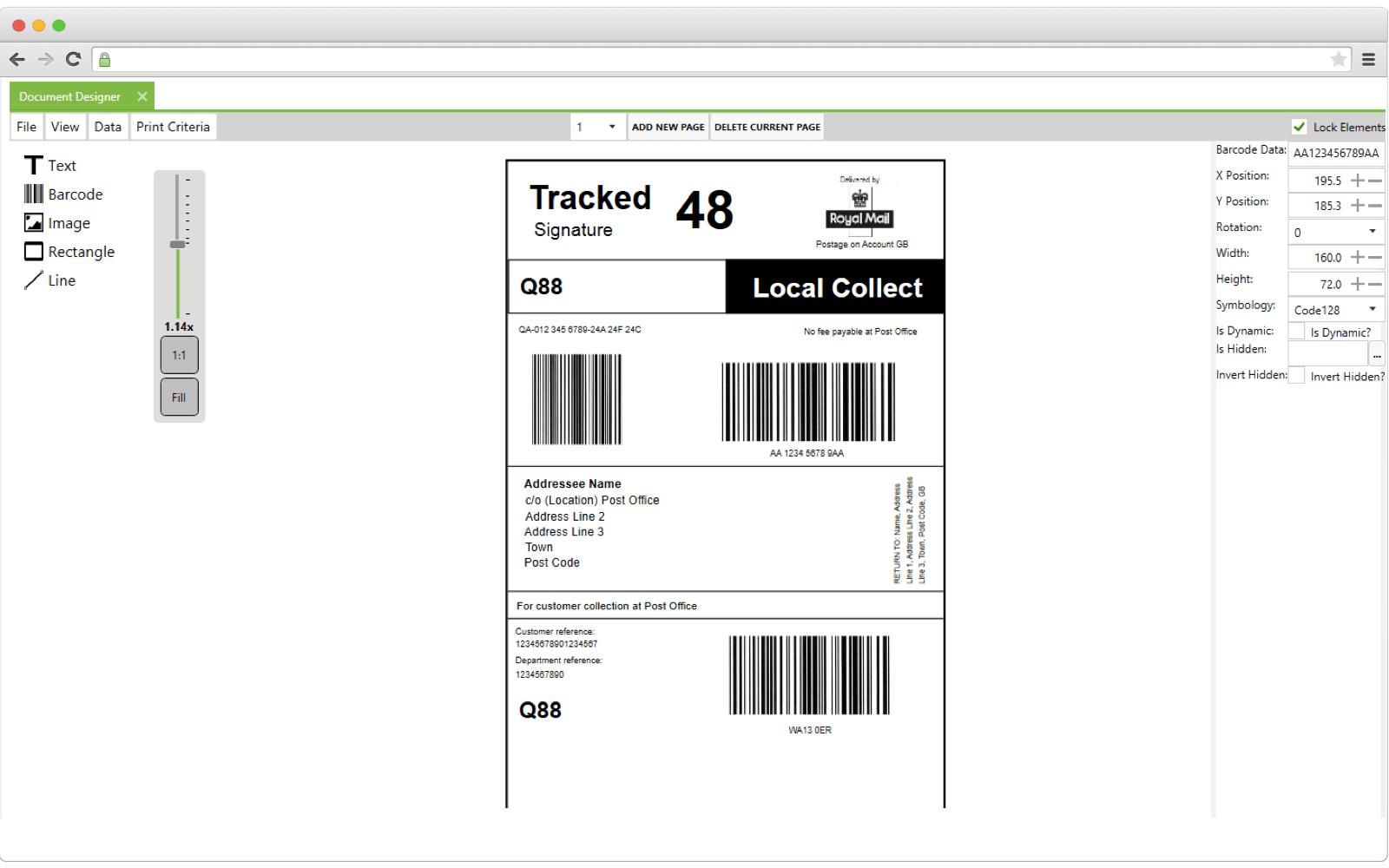 How label printing software interface looks like