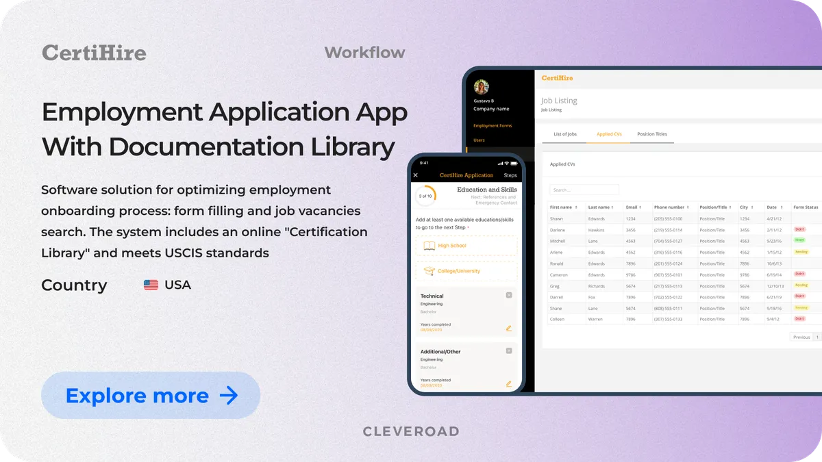 Employment application system with a library for documentation
