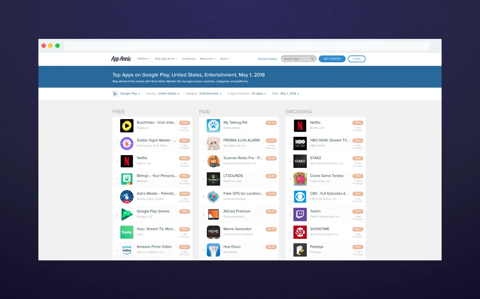 Entertainment apps in App Store