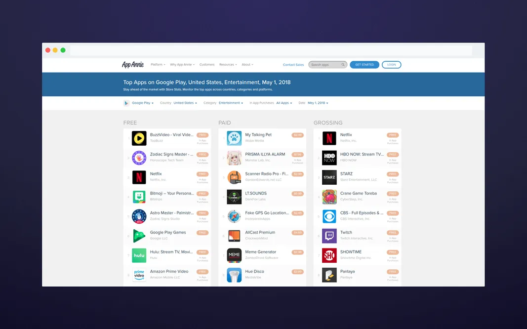 Entertainment apps in App Store