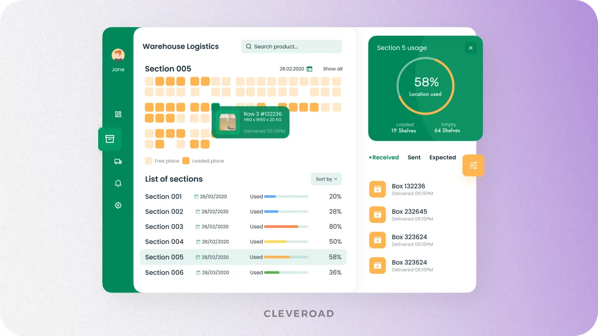 ERP design example by Cleveroad